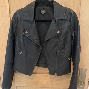 TOPSHOP leather jacket with detachable fur collar